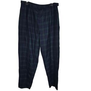 Rare Vtg Pendleton Womens Blue Green Plaid Wool Straight Leg Dress Pants Sz 16